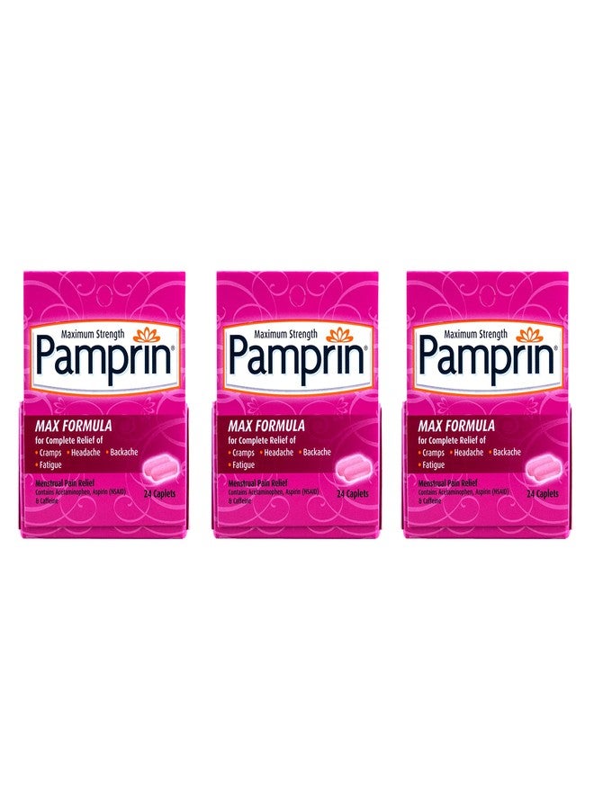 Pamprin Maximum Strength Formula, 24 Caplets (Pack of 3) - Image 1